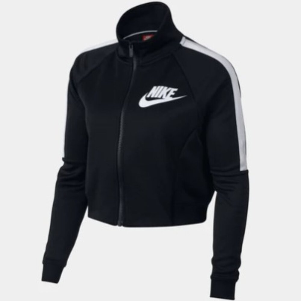 Nike Women's Sportswear Crop Track N98 Jacket | Black In Black/ White | Size L